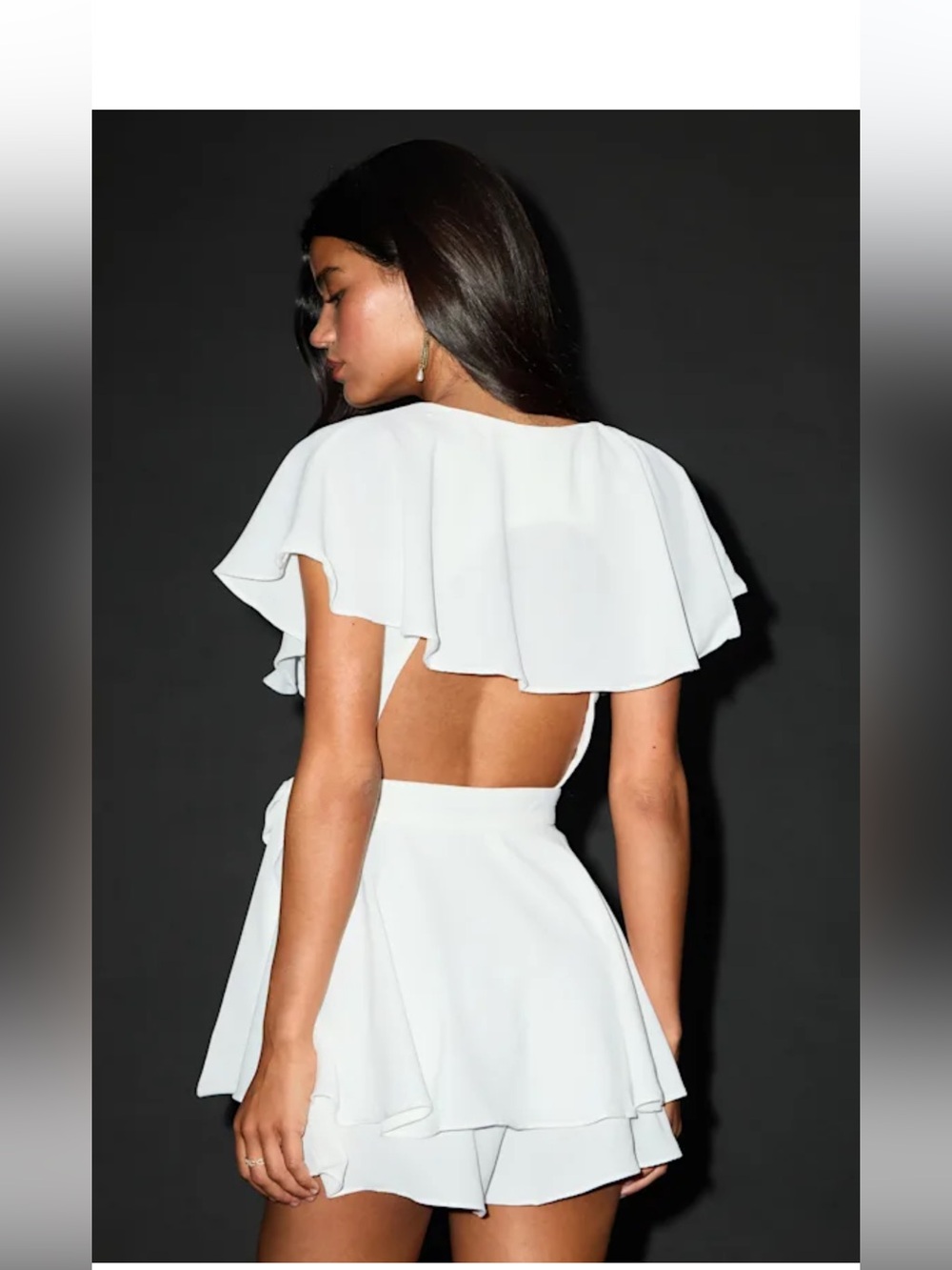 Lulu's White Ruffle Wrap Romper - Picture 4 of 12